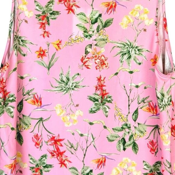 Gibson Latimer NWT Bubblegum Pink Floral Print Sleeveless Tunic Blouse Tank - Picture 10 of 13